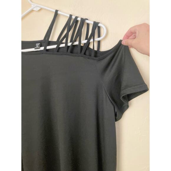 Shein Curve Women's Dress Size 2XL Black Cut Out Asymmetrical Shoulder NWOT - Picture 5 of 8